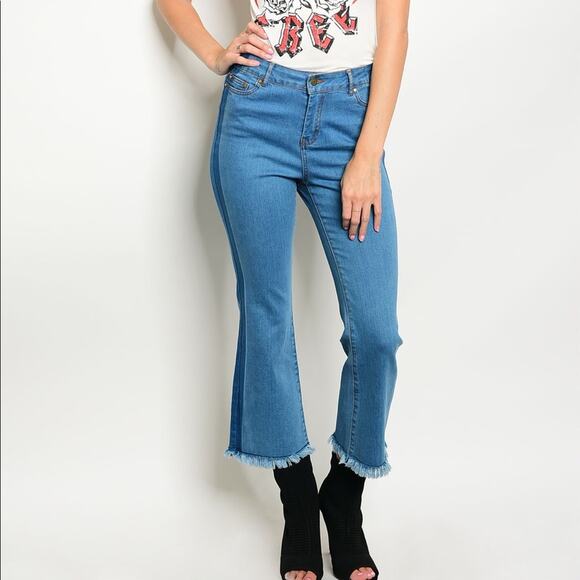 Denim - Wide Leg Jeans Cropped